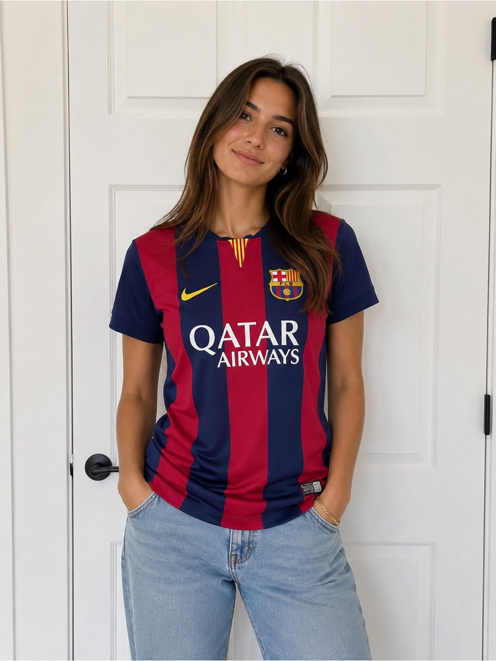 Nike FC Barcelona Women's Navy & Maroon Striped Jersey